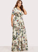 Plus Slit Button Up Front Floral Dress