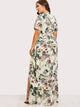 Plus Slit Button Up Front Floral Dress