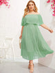 Plus Off Shoulder Pleated Dress