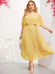 Plus Off Shoulder Pleated Dress