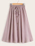 Plus Button Front Drawstring Skirt