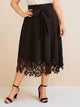 Plus Solid Laser Cut Belted Skirt