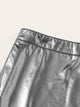 SHEIN Plus Zipper Fly Ruffle Hem Metallic Skirt