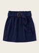SHEIN Plus Solid Paperbag Waist Belted Pocket Skirt