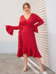  Plus Ruffle Trim Self Tie Wrap Dress