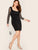  Plus Square Neck Sheer Sleeve Glitter Overlay Dress