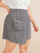 Plus Pocket Asymmetrical Hem Plaid Skirt