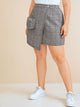 Plus Pocket Asymmetrical Hem Plaid Skirt