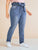 Plus Paperbag Waist Raw Hem Belted Jeans