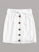 Plus Button Through Tie Waist Eyelet Embroidery Skirt