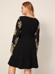 Plus Surplice Neck Embroidered Detail Midi Dress