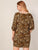 Plus Leopard Print Bishop Sleeve Bodycon Dress