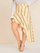 Plus Asymmetric Ruffle Hem Stripe Skirt