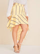 Plus Asymmetric Ruffle Hem Stripe Skirt