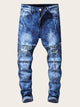 Men Cut And Sew Destroyed Jeans