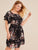 Plus Floral Print Petal Sleeve Belted Dress