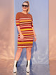 Plus Striped Fitted Sweater Dress