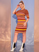 Plus Striped Fitted Sweater Dress