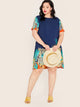 Plus Tropical Print Tunic Dress